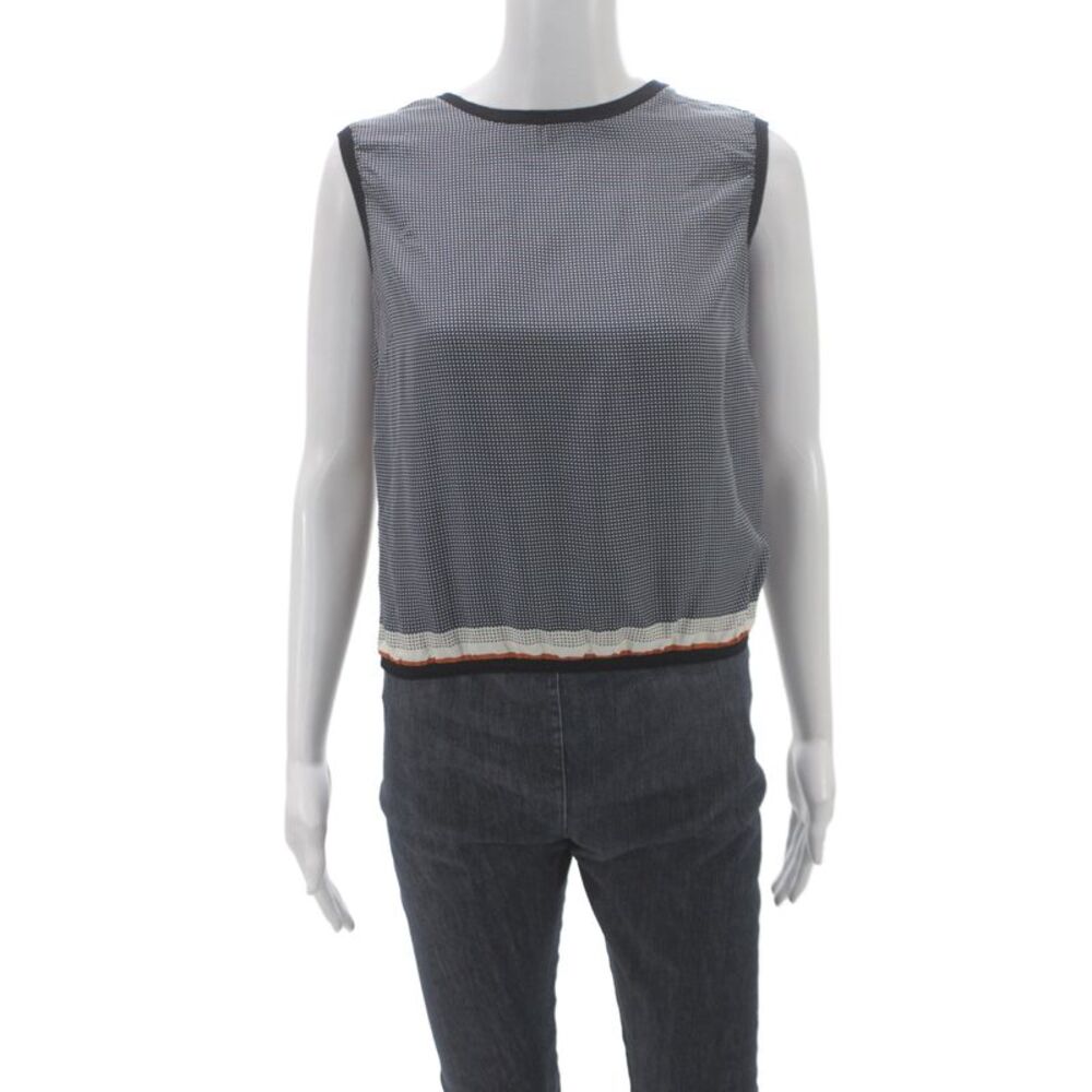 Valentino Women Basic Knit Polka Dot Sleeveless Crew Neck Tank Black Size S